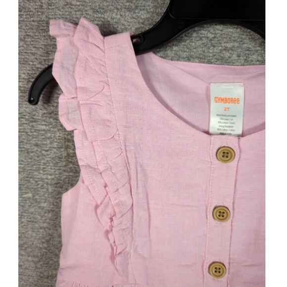 New Gymboree Linen Cotton Dress Pink Sundress with Ruffles Size 2T - Picture 4 of 6